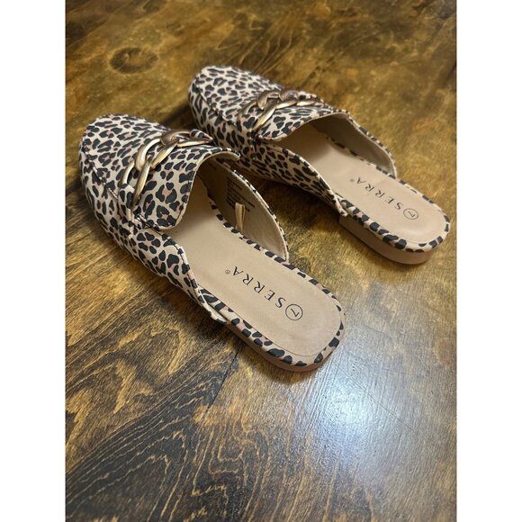 New Serra Leopard Print Slip-On Mules With Gold Chain Accent 7 Preppy Maximalist - Picture 5 of 10